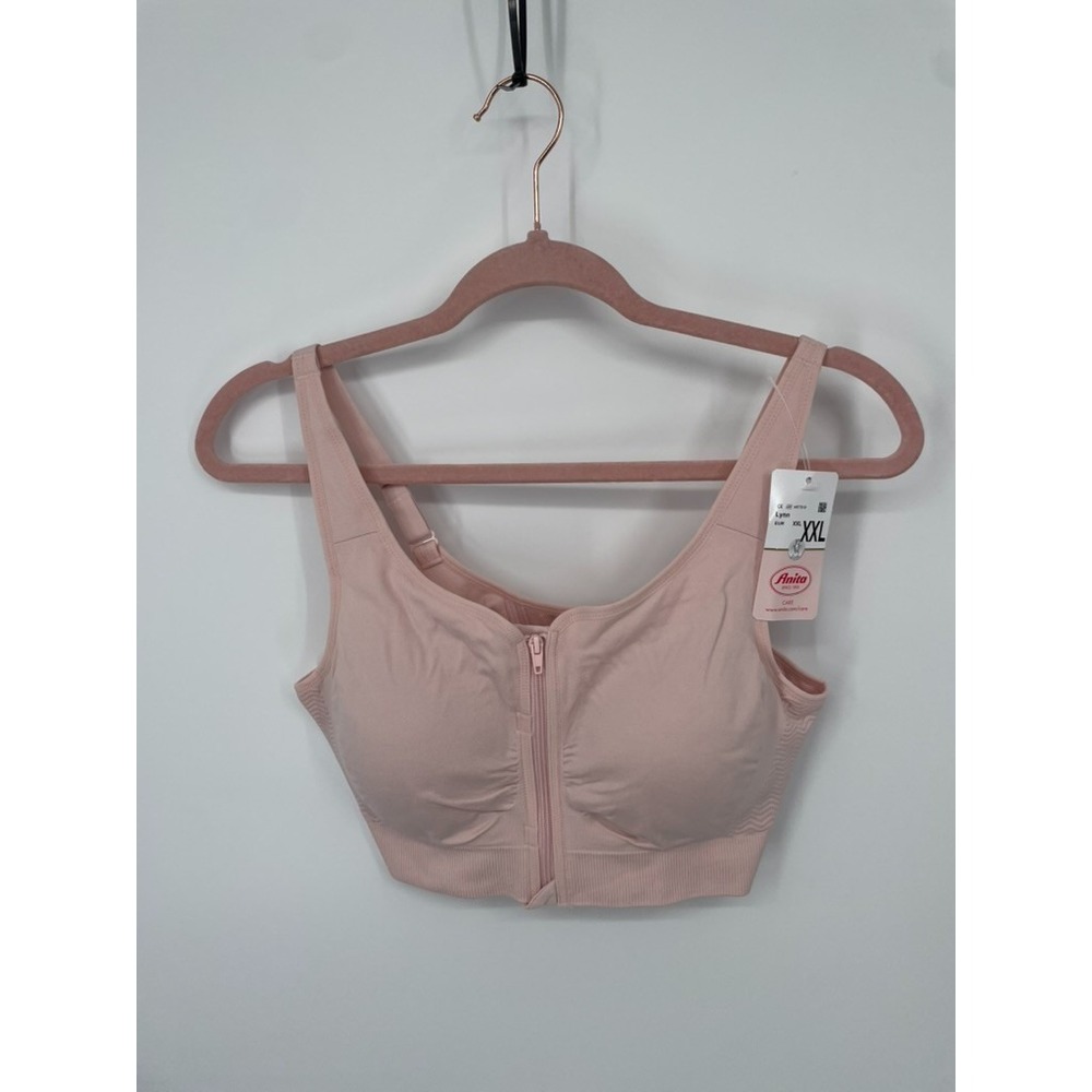 Anita Lynn Mastectomy Bra Women 2XL Lotus Stretch Zip Front Adjustable Strap NWT